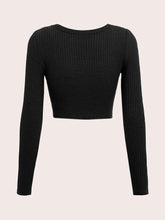 Scoop Neck Rib-knit Crop Tee